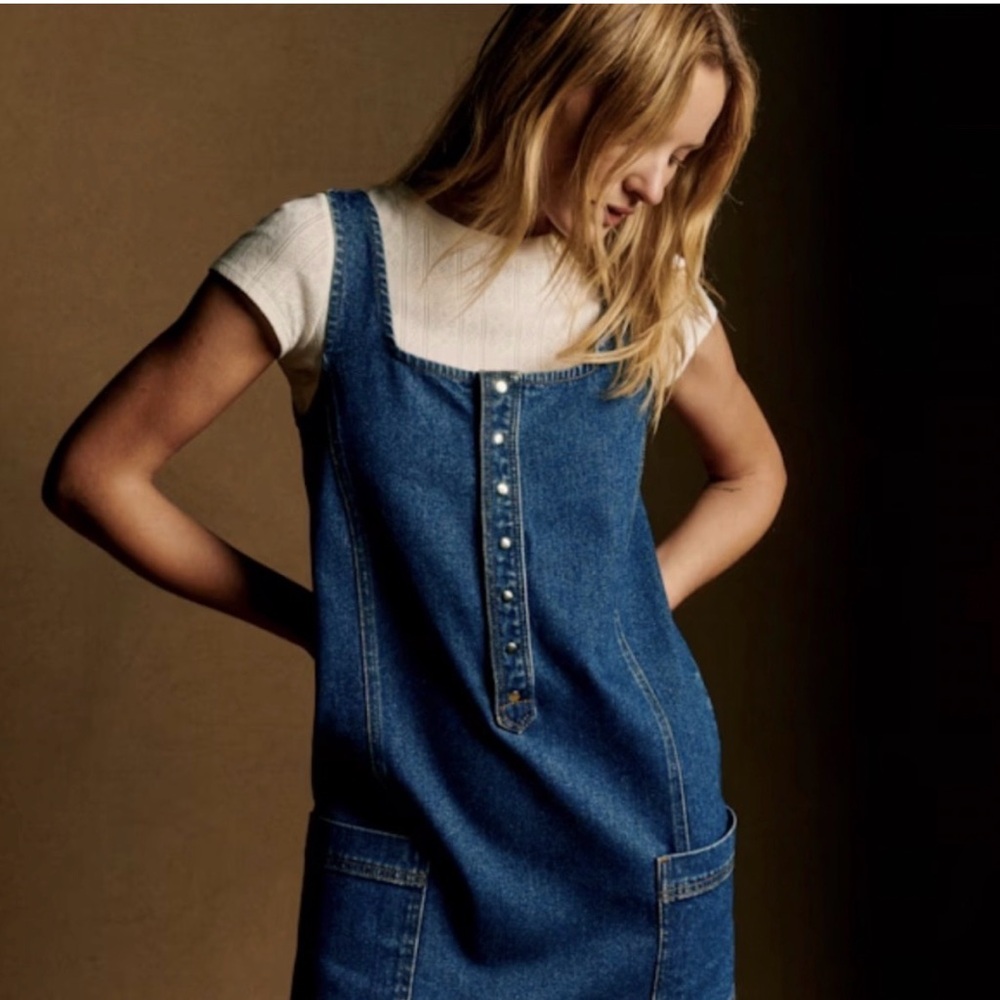 Sezane Blue Denim Jumper Dress